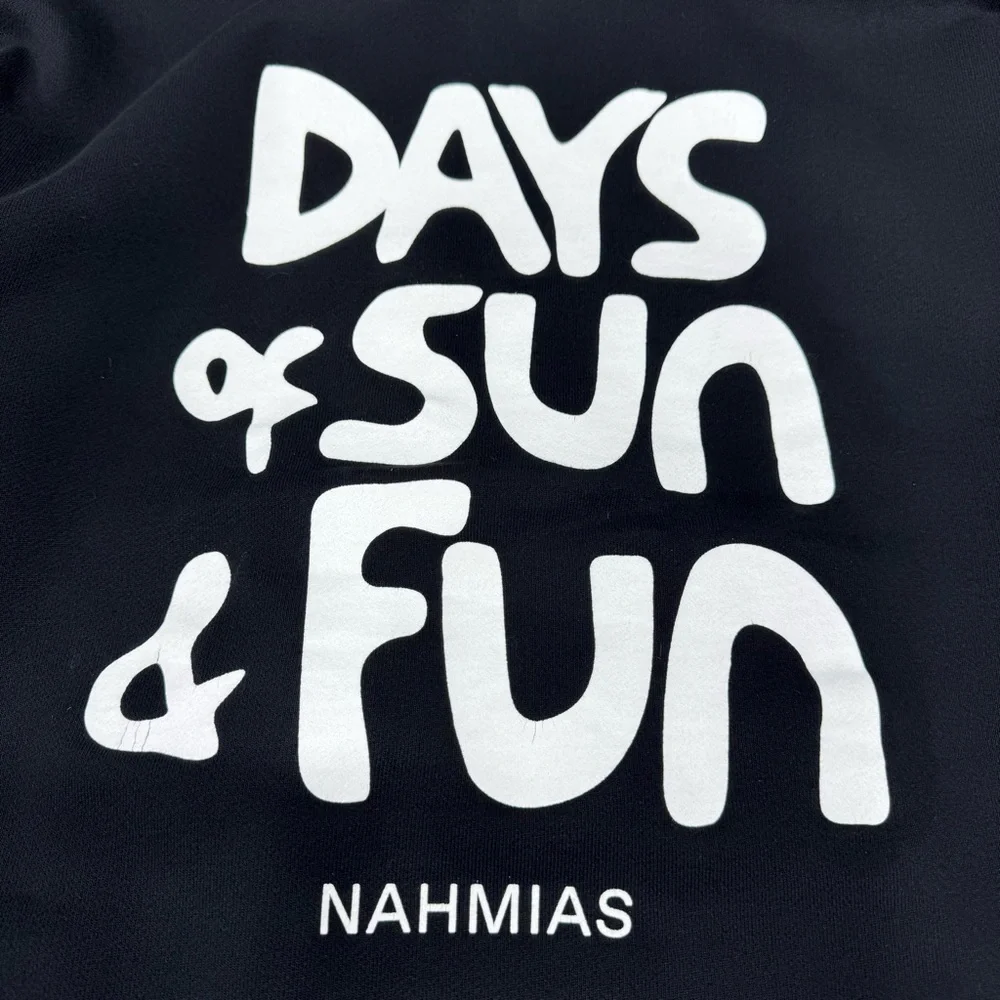 Nahmias Hoodie Days Of Sun & Fun Men’s Size M Black Thick Cotton Streetwear - Picture 9 of 13